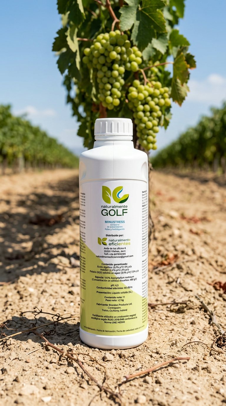 Minustress, extracto de algas líquido para aplicación foliar y fertirrigación